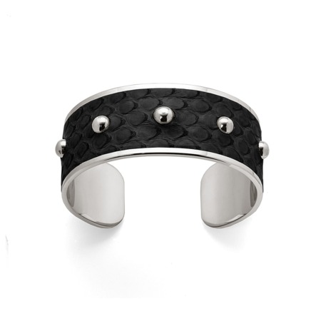Silver Athena Cuff Bracelet in Black Snake Silver Athena Cuff Bracelet in Black Snake