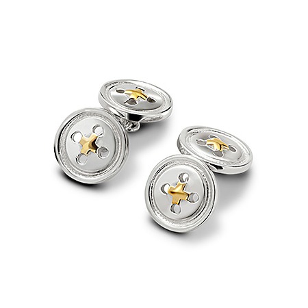Sterling Silver & Gold Plated Double Buttons Cufflinks Sterling Silver & Gold Plated Double Buttons Cufflinks