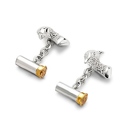 Sterling Silver & Gold Plated Pheasant & Cartridge Cufflinks Sterling Silver & Gold Plated Pheasant & Cartridge Cufflinks