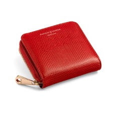 Mini Continental Zipped Coin Purse in Berry Lizard