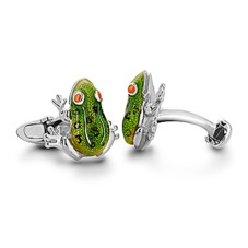 Sterling Silver & Enamel Frog Cufflinks