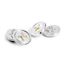 Sterling Silver & Gold Plated Double Buttons Cufflinks