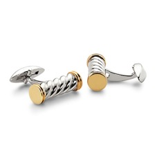 Sterling Silver & Gold Plated Twist Barrel Cufflinks