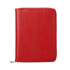 A5 Zipped Padfolio in Berry Lizard & Cream Suede