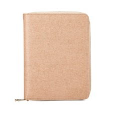 A5 Zipped Padfolio in Deer Saffiano & Cream Suede