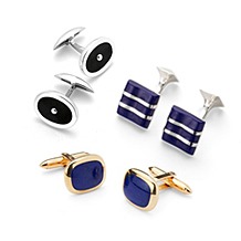 Sterling Silver, Gold & Enamel Cufflinks