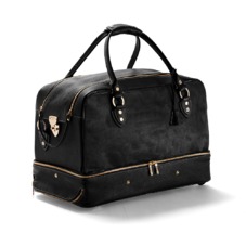 Portofino Rolling Travel Bag in Black Calfskin & Black Haircalf