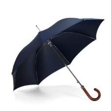 Mens Stand Up Umbrella with Wooden Handle in Navy Blue
