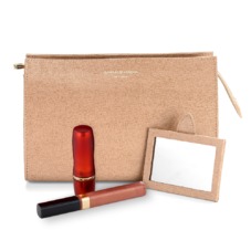 Medium Cosmetic Case in Deer Saffiano