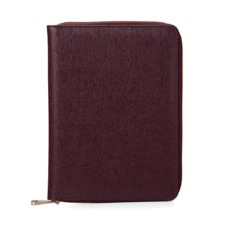 A5 Zipped Padfolio in Burgundy Saffiano & Black Suede