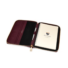 A5 Zipped Padfolio in Burgundy Saffiano & Black Suede