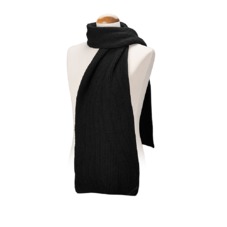 Rib Knit Cashmere Blend Scarf in Black