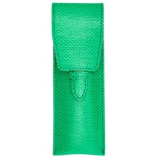 Small Pen Case in Grass Green Lizard & Cream Suede