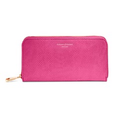 Continental Clutch Zip Wallet in Raspberry Lizard