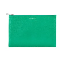 Large Essential Flat Pouch in Grass Green Pebble