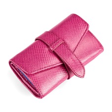 Travel Jewellery Roll in Raspberry Lizard