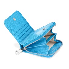 Mini Continental Zipped Coin Purse in Aquamarine Lizard