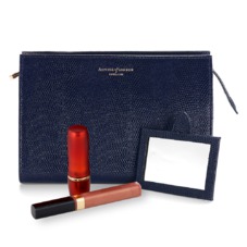 Medium Cosmetic Case in Midnight Blue Lizard