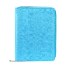 A5 Zipped Padfolio in Aquamarine Lizard & Silver Suede