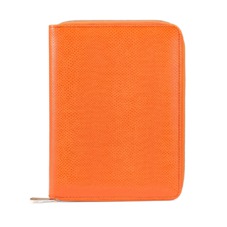A5 Zipped Padfolio in Orange Lizard & Cream Suede