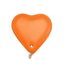 Heart Coin Purse in Orange Lizard