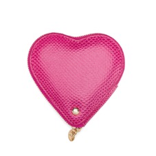 Heart Coin Purse in Raspberry Lizard