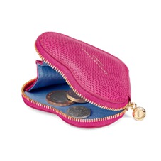 Heart Coin Purse in Raspberry Lizard