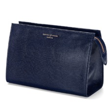 Medium Cosmetic Case in Midnight Blue Lizard