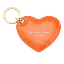 Heart Key Ring in Orange Lizard