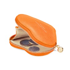 Heart Coin Purse in Orange Lizard