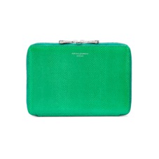 Continental Zipped iPad Mini Case with Notebook in Grass Green Lizard