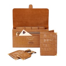 Classic Travel Collection in Deep Shine Vintage Tan Croc & Cappuccino Suede