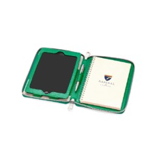 Continental Zipped iPad Mini Case with Notebook in Grass Green Lizard