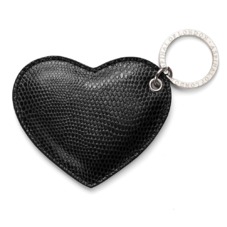 Heart Key Ring in Jet Black Lizard