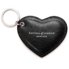 Heart Key Ring in Jet Black Lizard