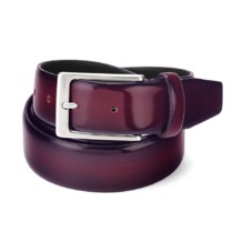 Men's Formal Leather Belt in Burgundy Shine