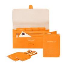 Classic Travel Collection in Orange Lizard & Cream Suede