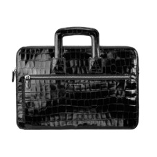 Connaught Document Case in Deep Shine Black Croc