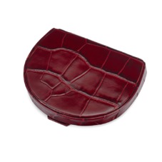 Horseshoe Coin Holder in Deep Shine Bordeaux Croc
