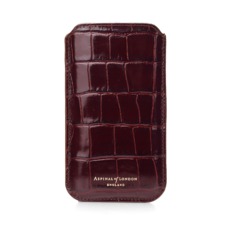 iPhone 6 Plus Leather Sleeve in Deep Shine Amazon Brown Croc