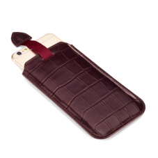 iPhone 6 Plus Leather Sleeve in Deep Shine Amazon Brown Croc