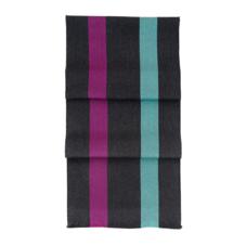 University Stripe Merino Wool Scarf in Charcoal, Steel Blue & Purple