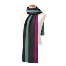 University Stripe Merino Wool Scarf in Charcoal, Steel Blue & Purple