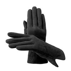 Ladies Sheepskin Lined Suede Gloves in Black Suede