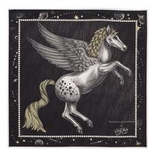 Pegasus Feather Silk Twill Scarf in Monochrome (27.5