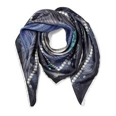Pegasus Feather Silk Twill Scarf in Midnight Blue (27.5