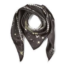 Pegasus Feather Silk Twill Scarf in Monochrome (27.5