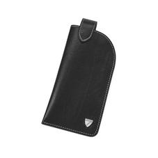 Slimline Glasses Case in Smooth Black & Cobalt Blue Suede