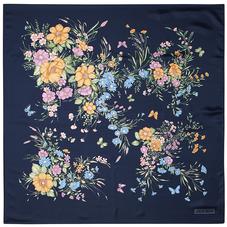 Bouquet of Flowers Silk Scarf in Blue