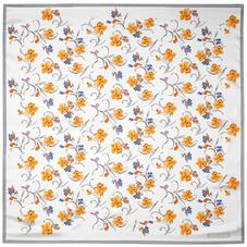 Mini Flowers Silk Scarf in Grey